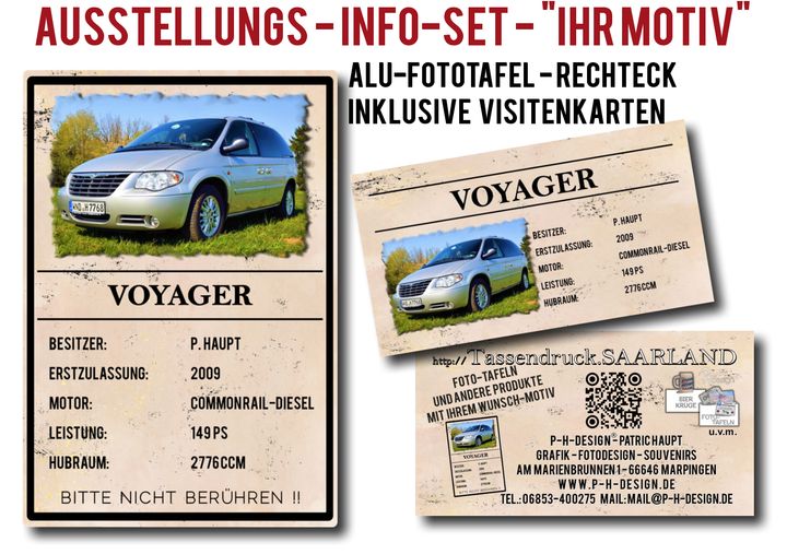 AUSSTELLUNGS - INFO-SET - ALU-Fototafel + Visitenkarten